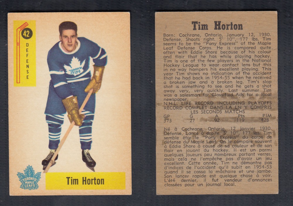 1958-59 PARKHURST HOCKEY CARD #42 T. HORTON photo