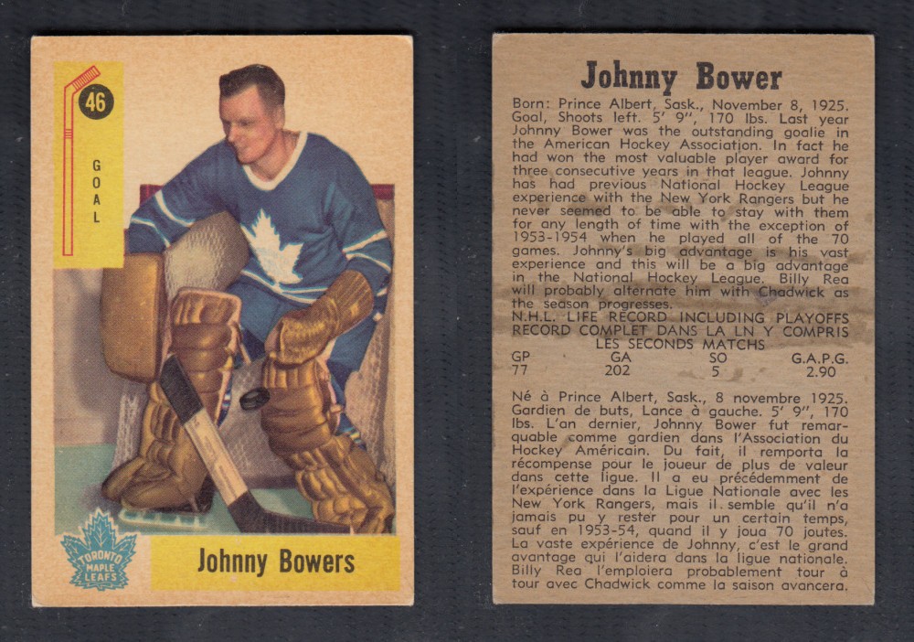 1958-59 PARKHURST HOCKEY CARD #46 J. BOWER photo