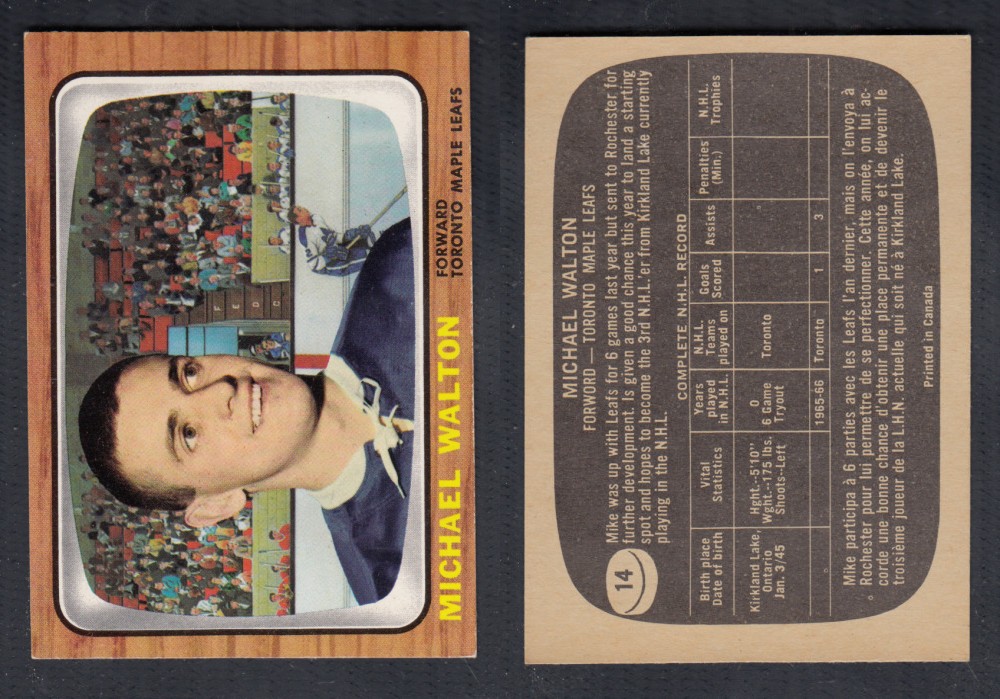 1966-67 TOPPS HOCKEY CARD #14 M. WALTON photo