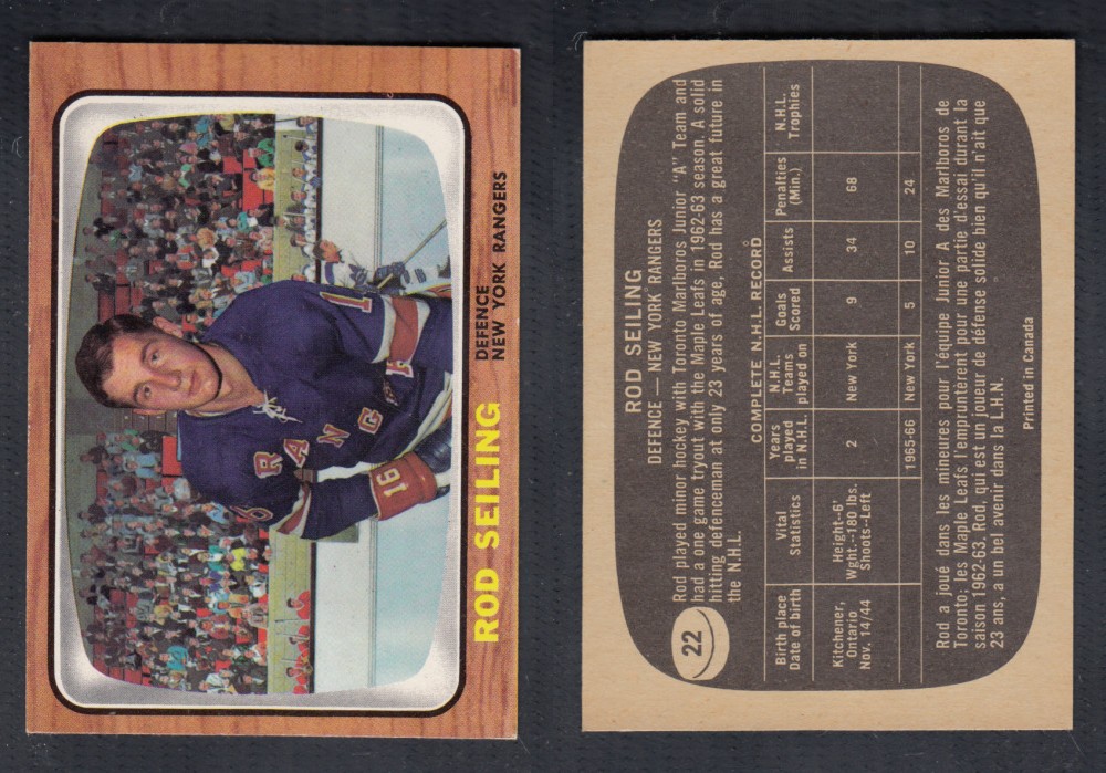 1966-67 TOPPS HOCKEY CARD #22 R. SEILING photo