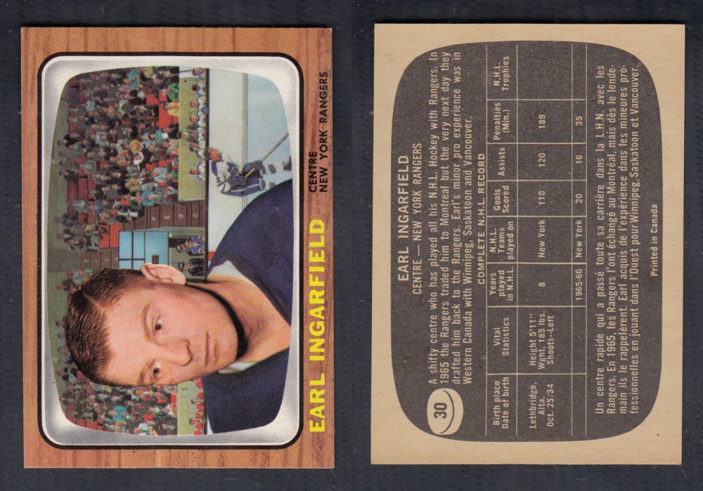 1966-67 TOPPS HOCKEY CARD #30 E. INGARFIELD photo