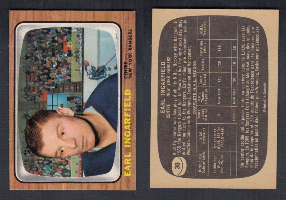 1966-67 TOPPS HOCKEY CARD #30 E. INGARFIELD photo