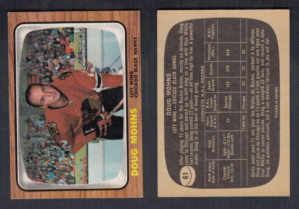 1966-67 TOPPS HOCKEY CARD #61 D. MOHNS photo