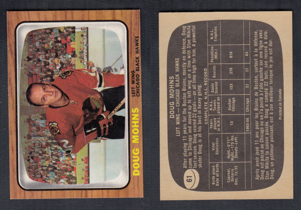 1966-67 TOPPS HOCKEY CARD #61 D. MOHNS photo