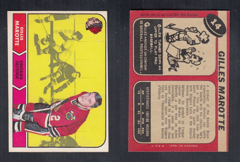 1968-69 O-PEE-CHEE HOCKEY CARD #14 G. MAROTTE photo