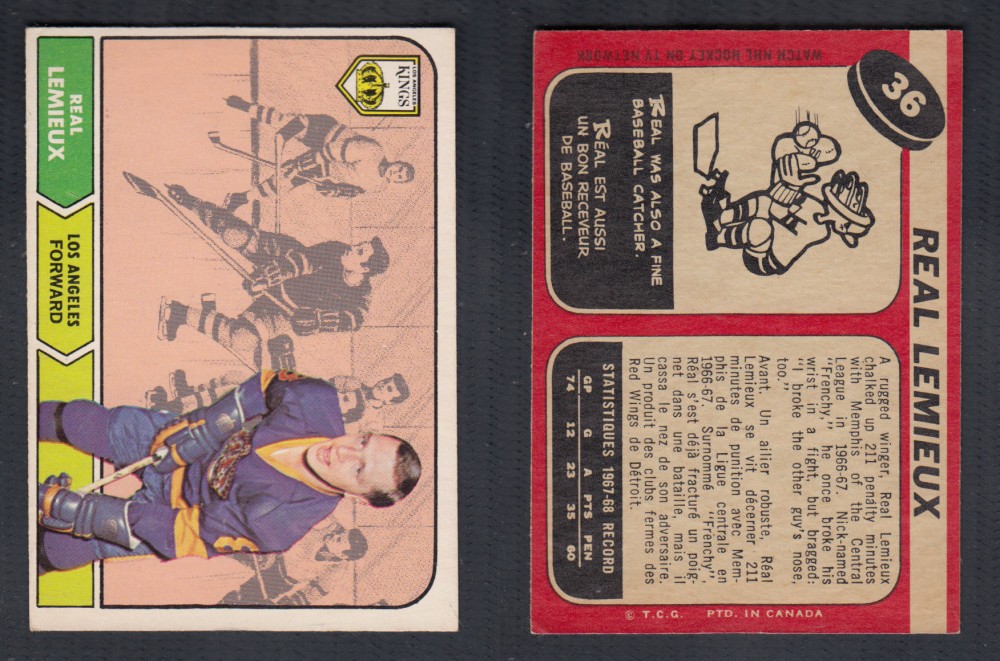 1968-69 O-PEE-CHEE HOCKEY CARD #36 R. LEMIEUX photo