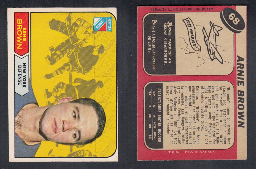 1968-69 O-PEE-CHEE HOCKEY CARD #68 A. BROWN photo