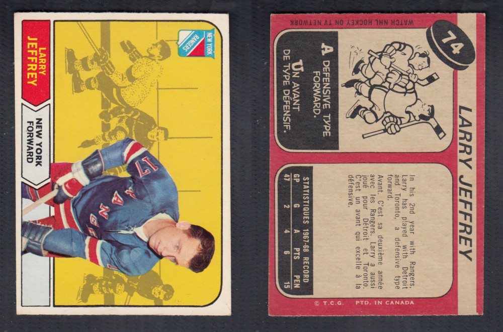 1968-69 O-PEE-CHEE HOCKEY CARD #74 L. JEFFREY photo