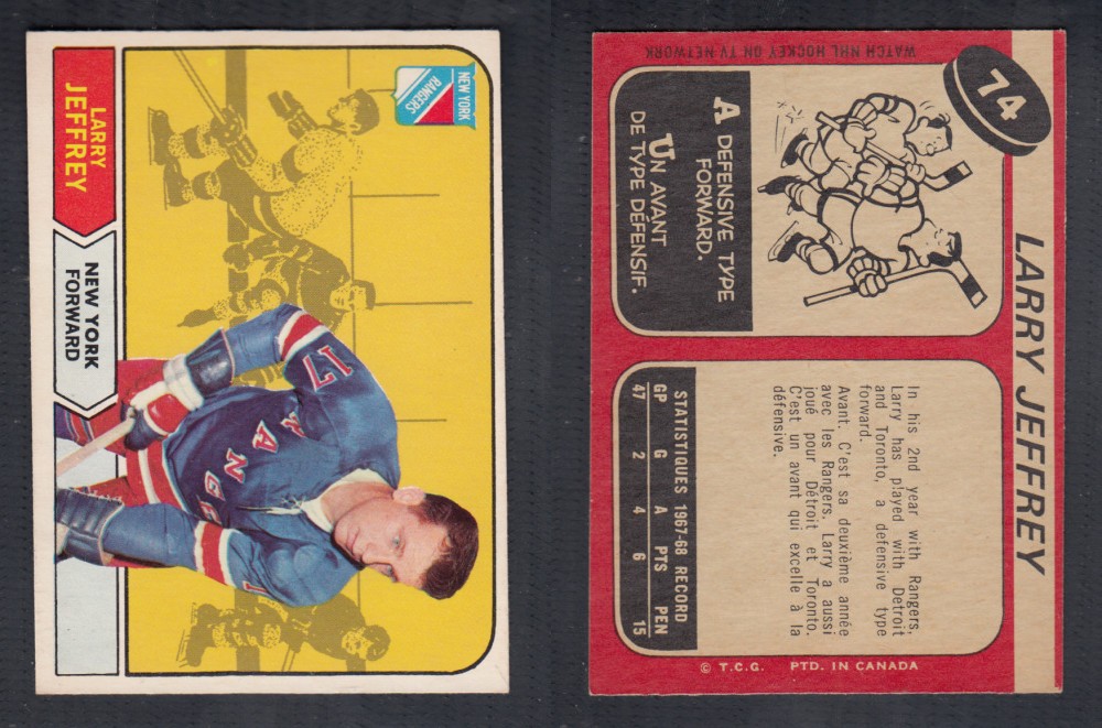 1968-69 O-PEE-CHEE HOCKEY CARD #74 L. JEFFREY photo