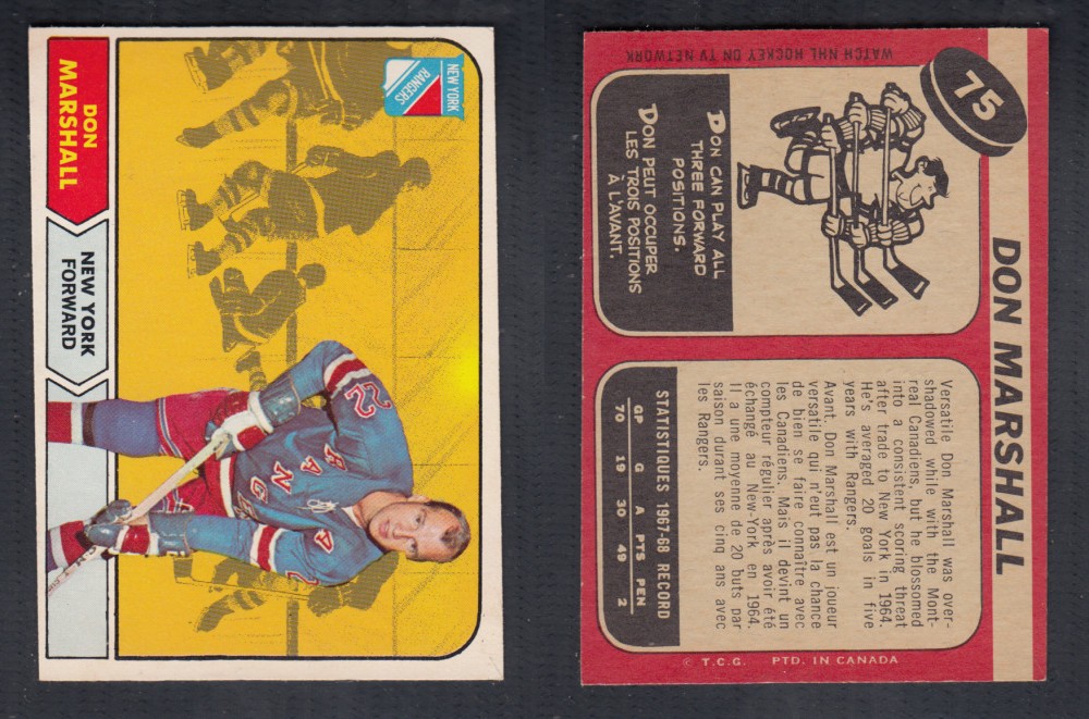 1968-69 O-PEE-CHEE HOCKEY CARD #75 D. MARSHALL photo