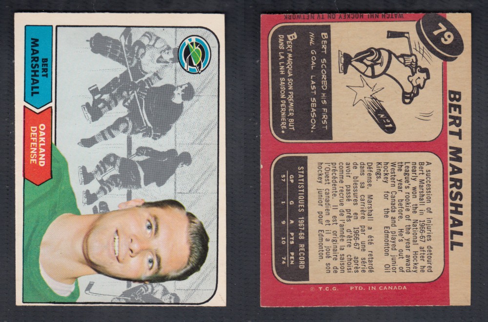 1968-69 O-PEE-CHEE HOCKEY CARD #79 B. MARSHALL photo