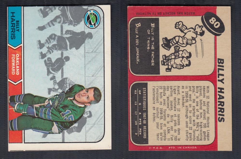 1968-69 O-PEE-CHEE HOCKEY CARD #80 B. HARRIS photo