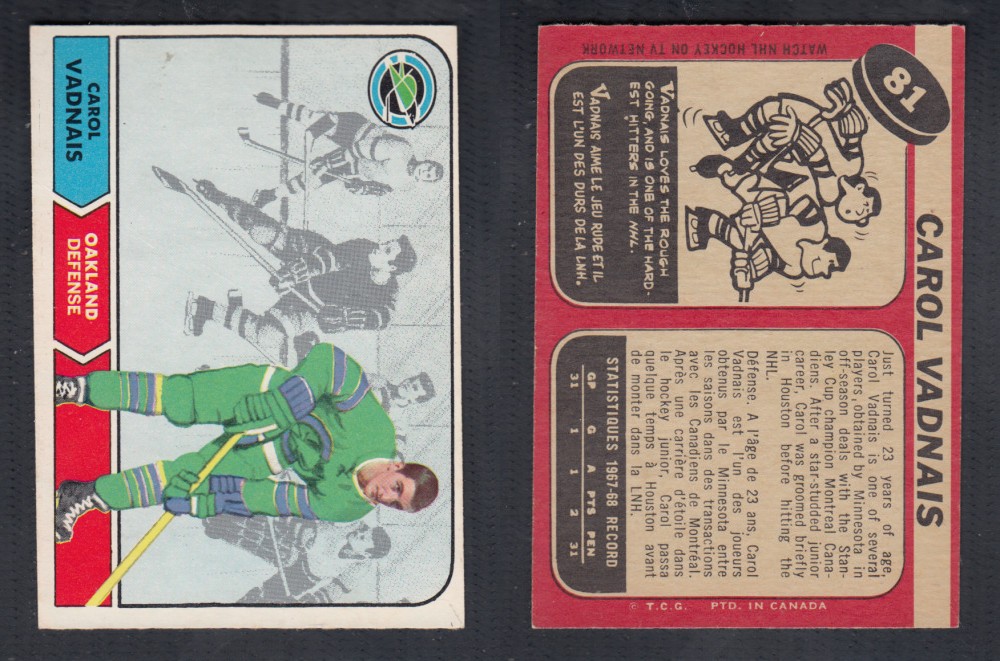 1968-69 O-PEE-CHEE HOCKEY CARD #81 C. VADNAIS photo