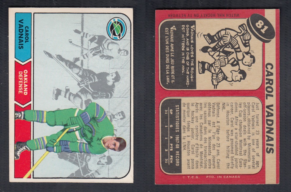 1968-69 O-PEE-CHEE HOCKEY CARD #81 C. VADNAIS photo