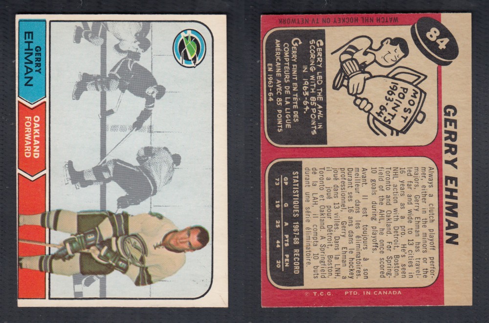 1968-69 O-PEE-CHEE HOCKEY CARD #84 G. EHMAN photo