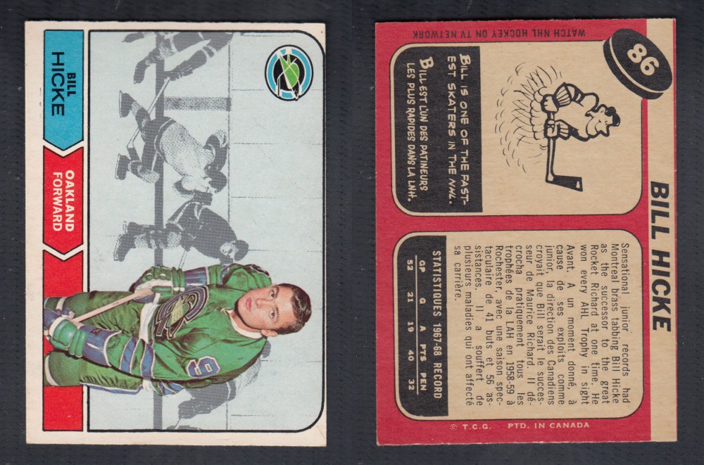 1968-69 O-PEE-CHEE HOCKEY CARD #86 B. HICKE photo