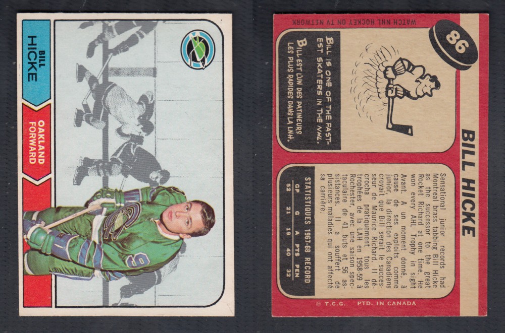 1968-69 O-PEE-CHEE HOCKEY CARD #86 B. HICKE photo