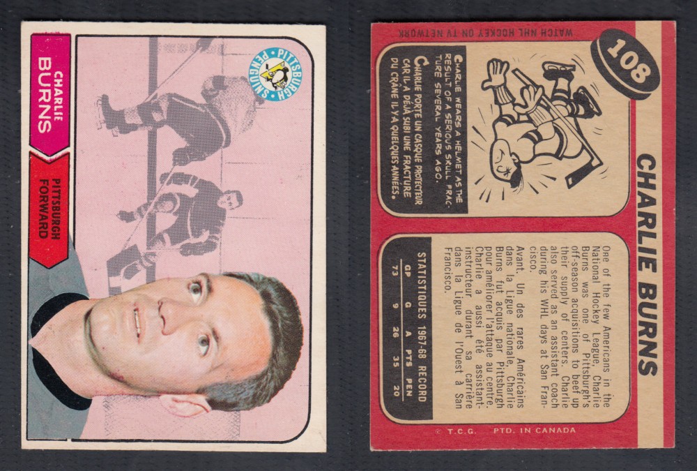 1968-69 O-PEE-CHEE HOCKEY CARD #108 C. BURNS photo