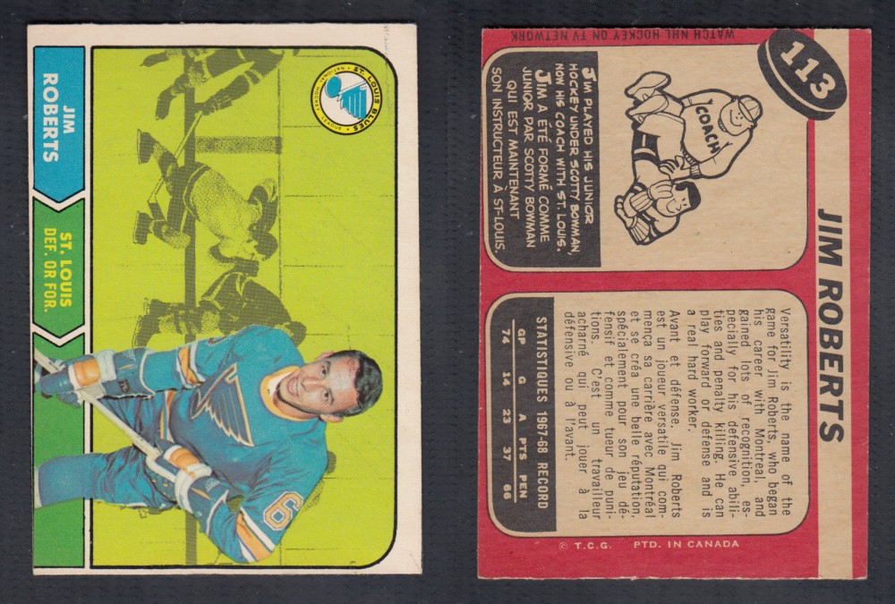 1968-69 O-PEE-CHEE HOCKEY CARD #113 J. ROBERTS photo