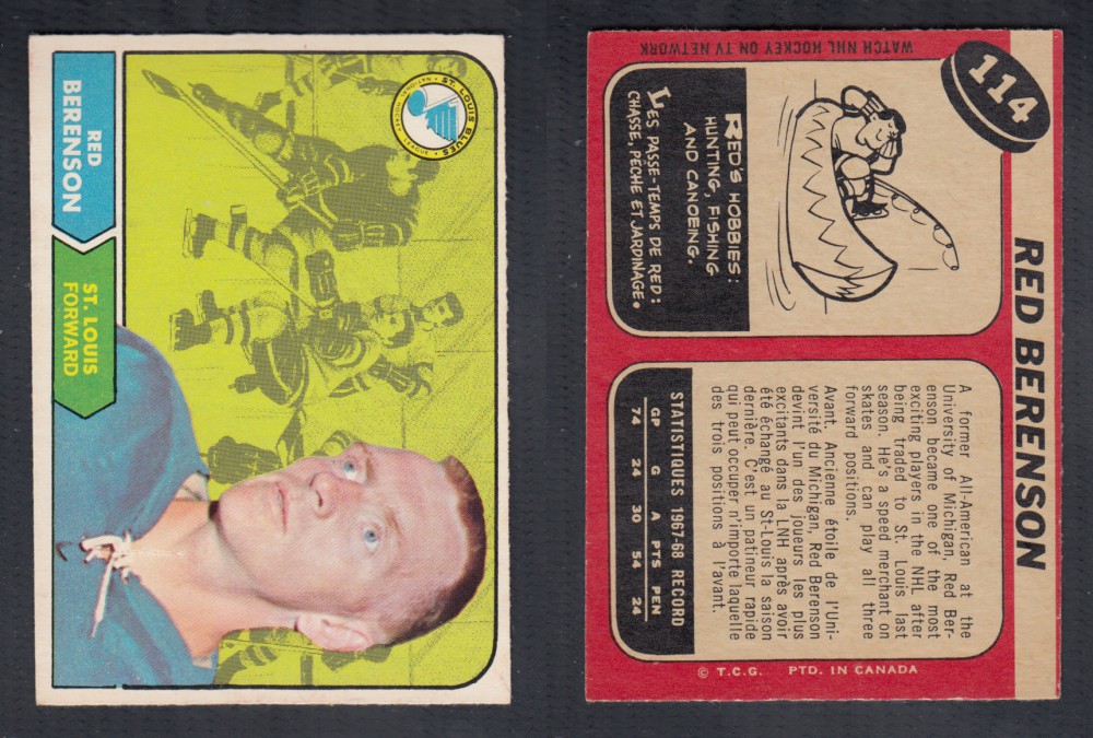 1968-69 O-PEE-CHEE HOCKEY CARD #114 R. BERENSON photo