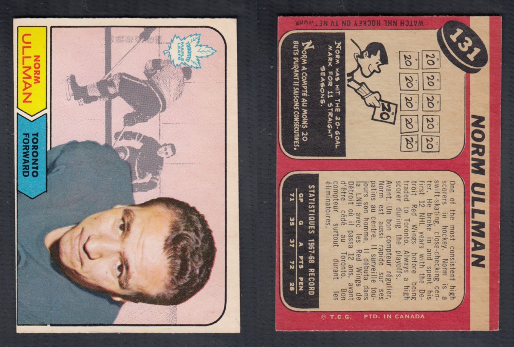 1968-69 O-PEE-CHEE HOCKEY CARD #131 N. ULLMAN photo