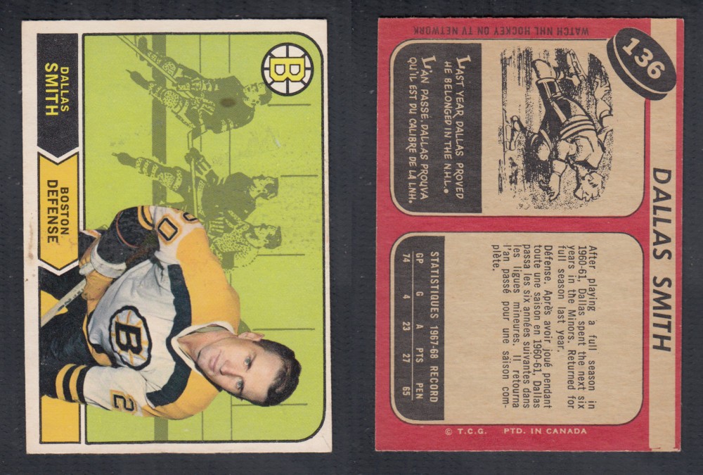 1968-69 O-PEE-CHEE HOCKEY CARD #136 D. SMITH photo