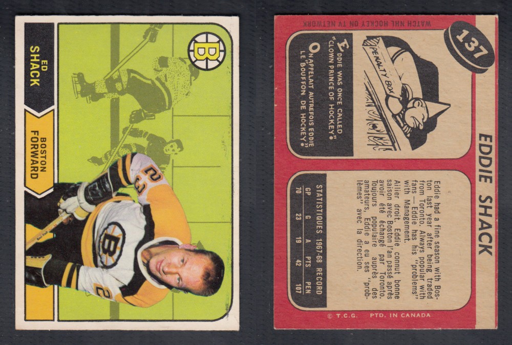 1968-69 O-PEE-CHEE HOCKEY CARD #137 E. SHACK photo