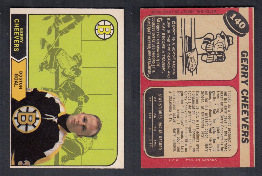 1968-69 O-PEE-CHEE HOCKEY CARD #140 G. CHEEVERS photo