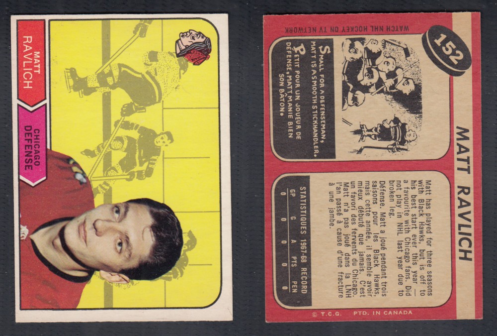 1968-69 O-PEE-CHEE HOCKEY CARD #152 M. RAVLICH photo