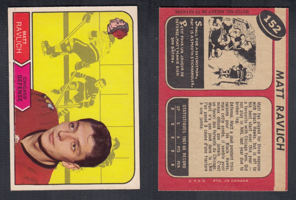 1968-69 O-PEE-CHEE HOCKEY CARD #152 M. RAVLICH photo