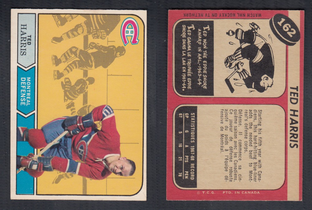 1968-69 O-PEE-CHEE HOCKEY CARD #162 T. HARRIS photo