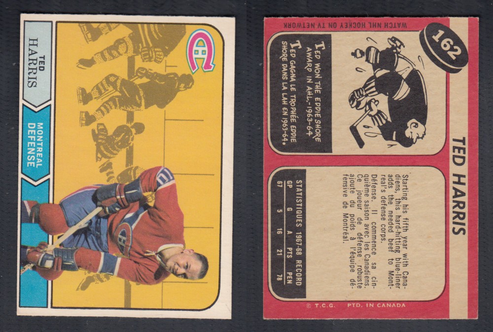 1968-69 O-PEE-CHEE HOCKEY CARD #162 T. HARRIS photo