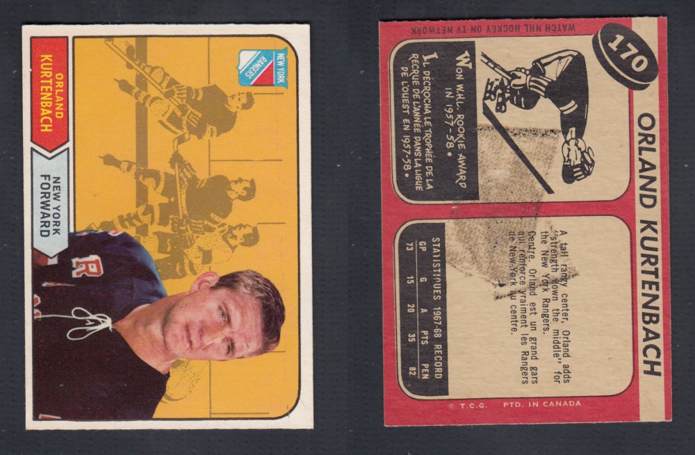 1968-69 O-PEE-CHEE HOCKEY CARD #170 O. KURTENBACH photo