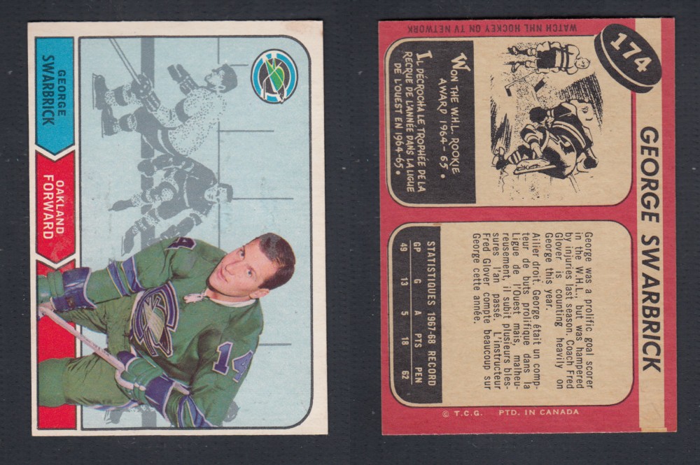 1968-69 O-PEE-CHEE HOCKEY CARD #174 G. SWARBRICK photo