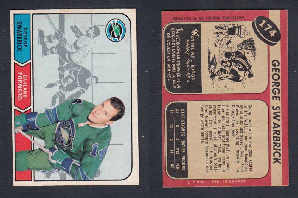 1968-69 O-PEE-CHEE HOCKEY CARD #174 G. SWARBRICK photo