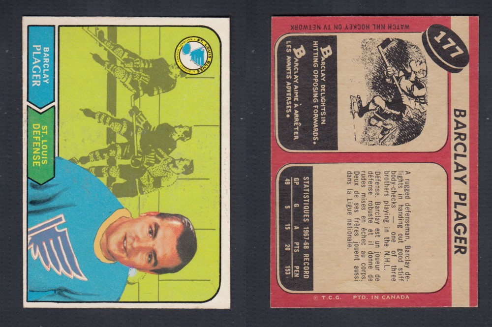 1968-69 O-PEE-CHEE HOCKEY CARD #177 B. PLAGER photo