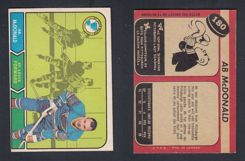 1968-69 O-PEE-CHEE HOCKEY CARD #180 A. MCDONALD photo