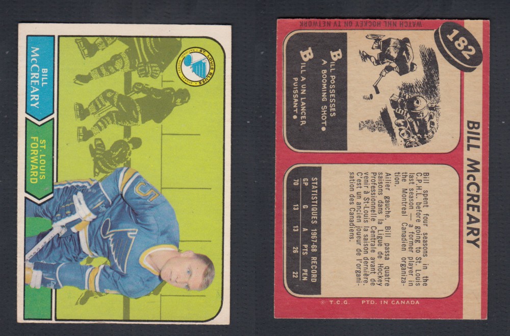 1968-69 O-PEE-CHEE HOCKEY CARD #182 B. MCCREARY photo