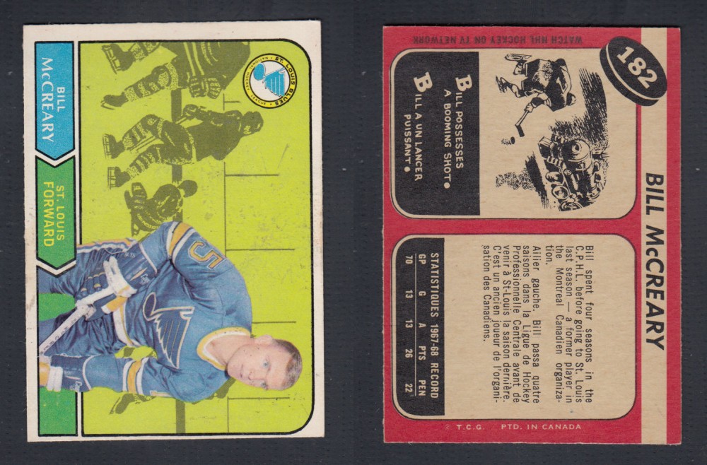 1968-69 O-PEE-CHEE HOCKEY CARD #182 B. MCCREARY photo