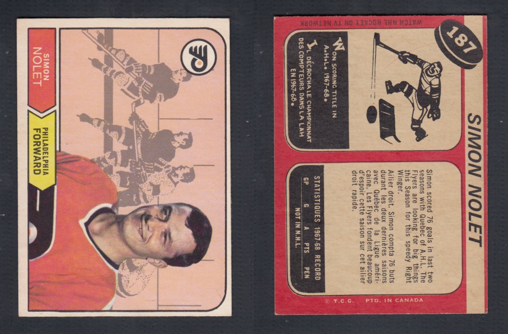 1968-69 O-PEE-CHEE HOCKEY CARD #187 S. NOLET photo