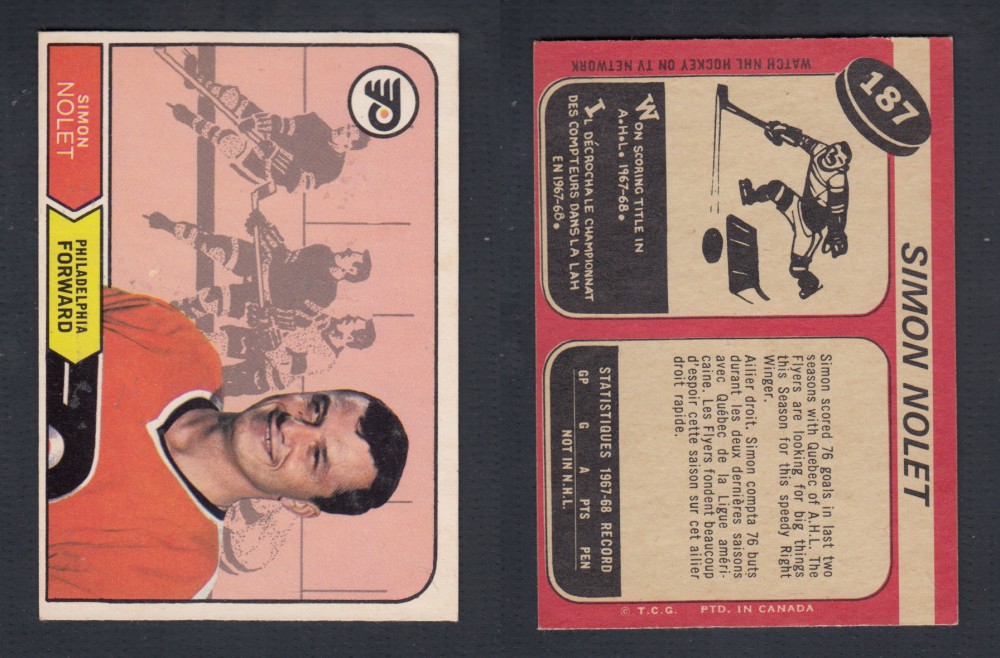 1968-69 O-PEE-CHEE HOCKEY CARD #187 S. NOLET photo