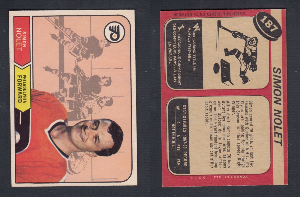 1968-69 O-PEE-CHEE HOCKEY CARD #187 S. NOLET photo