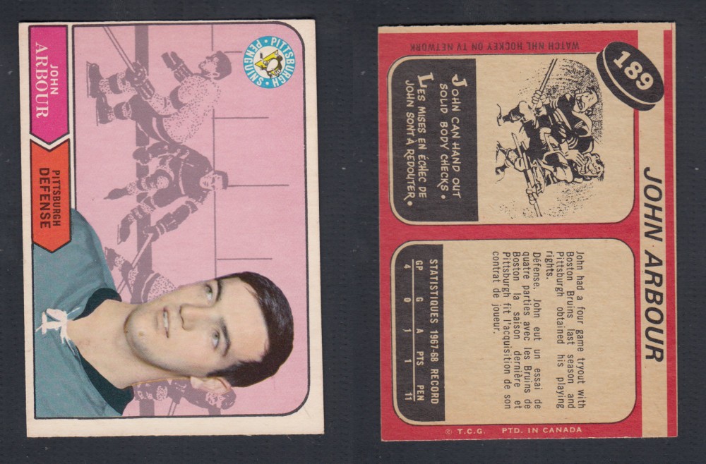 1968-69 O-PEE-CHEE HOCKEY CARD #189 J. ARBOUR photo