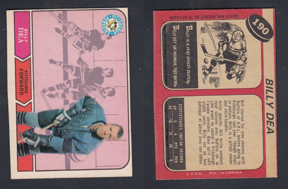 1968-69 O-PEE-CHEE HOCKEY CARD #190 B. DEA photo