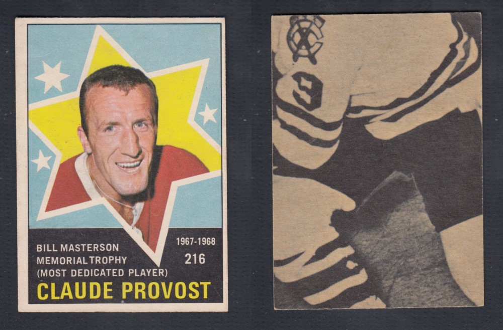 1968-69 O-PEE-CHEE HOCKEY CARD #216 MASTERSON MEMORIAL TROPHY C. PROVOST photo