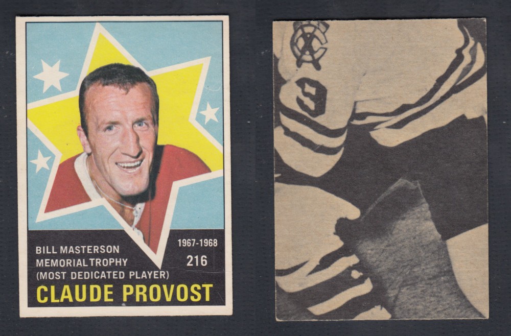 1968-69 O-PEE-CHEE HOCKEY CARD #216 MASTERSON MEMORIAL TROPHY C. PROVOST photo