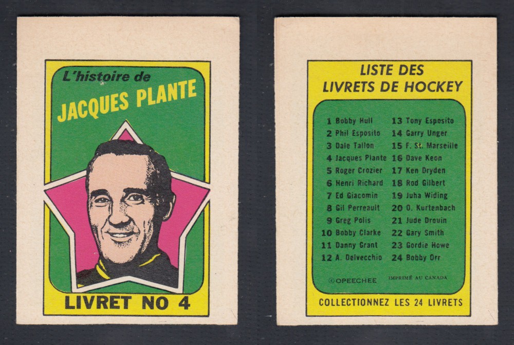 1971-72 O-PEE-CHEE STORY BOOKLET FRENCH #4 J. PLANTE photo