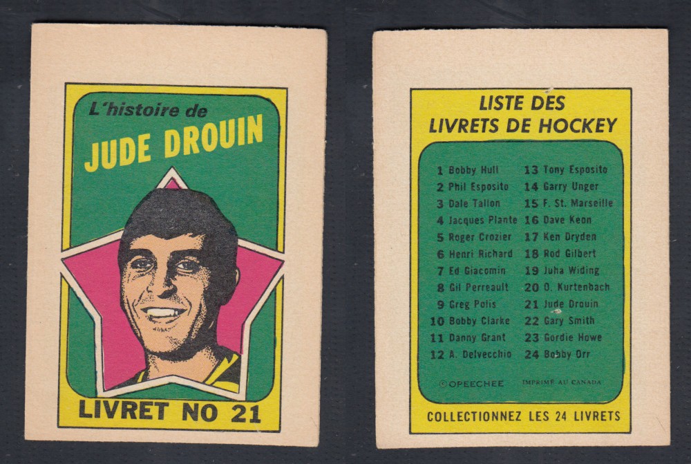 1971-72 O-PEE-CHEE STORY BOOKLET FRENCH #21 J. DROUIN photo