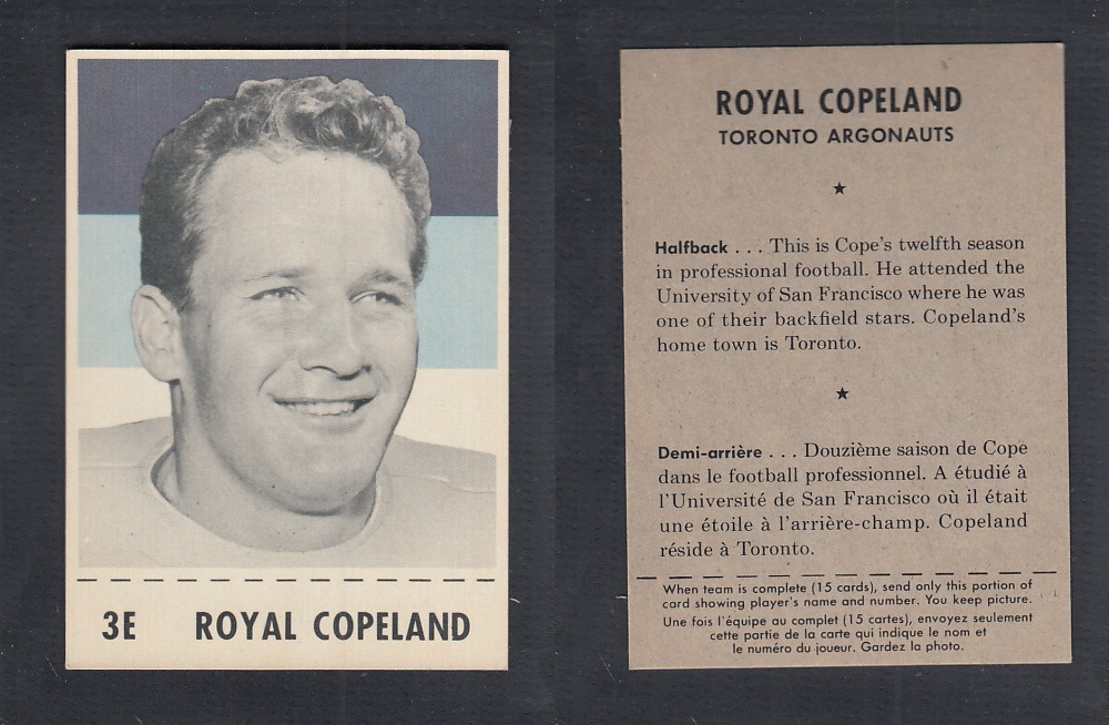 1956 CFL SHREDDED WHEAT FOOTBALL CARD #3E R. COPELAND photo