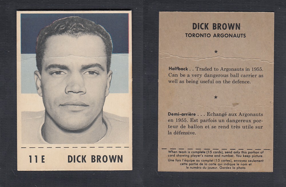 1956 CFL SHREDDED WHEAT FOOTBALL CARD #11E D. BROWN photo
